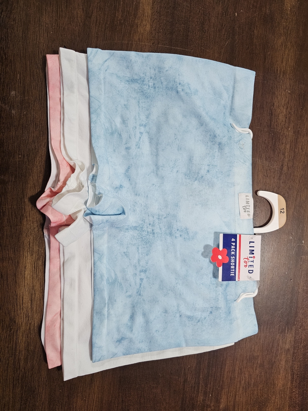 Limited Too 3-Pack Shortie Shorts - Light Blue, White, Coral